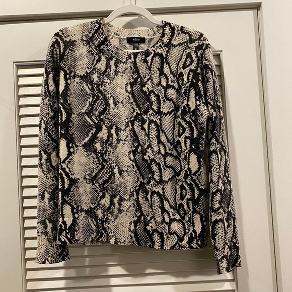 Aqua Tops - Aqua Black And Cream Snake Print Cashmere Top Small